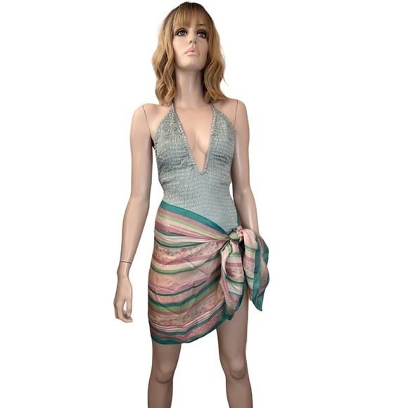 Intimately Free People Bodysuit Top Leotard Shirred Backless Deep V Plunge Neck - Picture 12 of 16